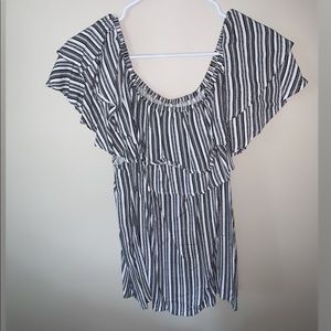 Black and white striped off shoulder top
